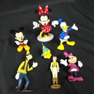 Disney Mickey Minnie Donald Goofy Flounder & More PVC Figures Lot of‎ 7 Vintage